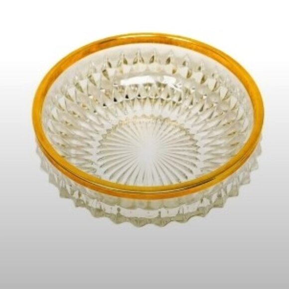 German Lead Crystal Bowl - 24K Gilded Rim 8.5-inch diameter 1950s